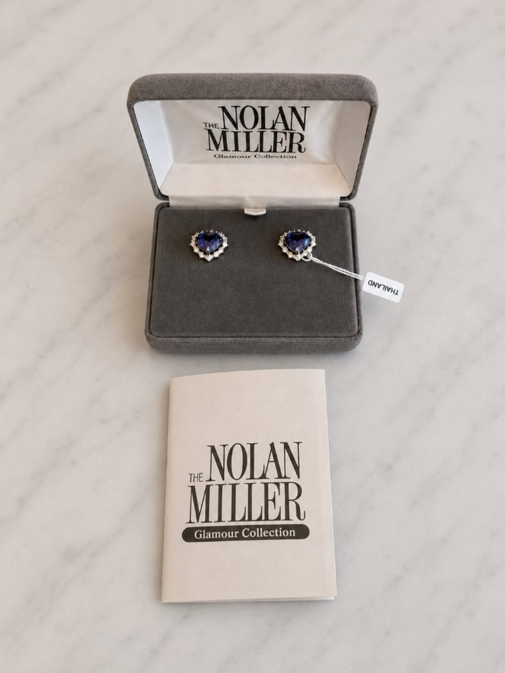 NEW IN BOX Vintage Nolan Miller Purple Tanzanite Simulated Earrings